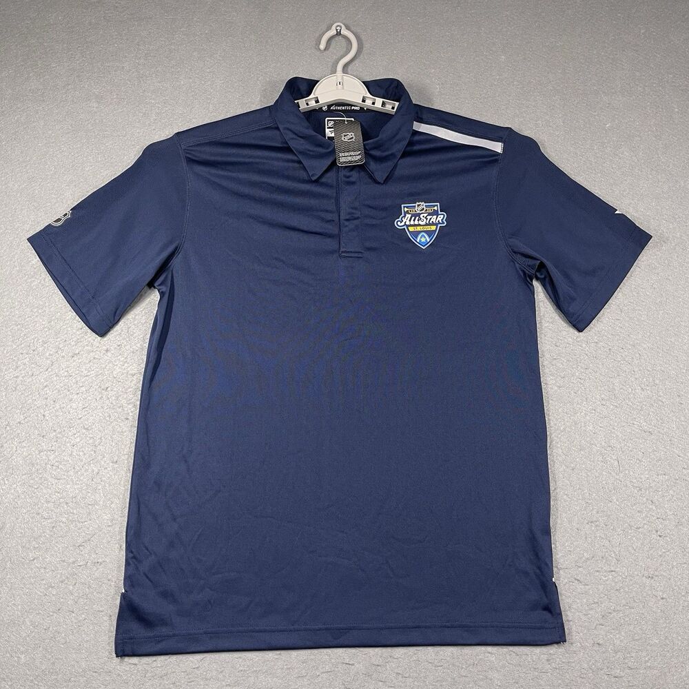 NHL All-Star Polo Shirt Mens Large Blue 2020 St. Louis Authentic Pro Locker Room
